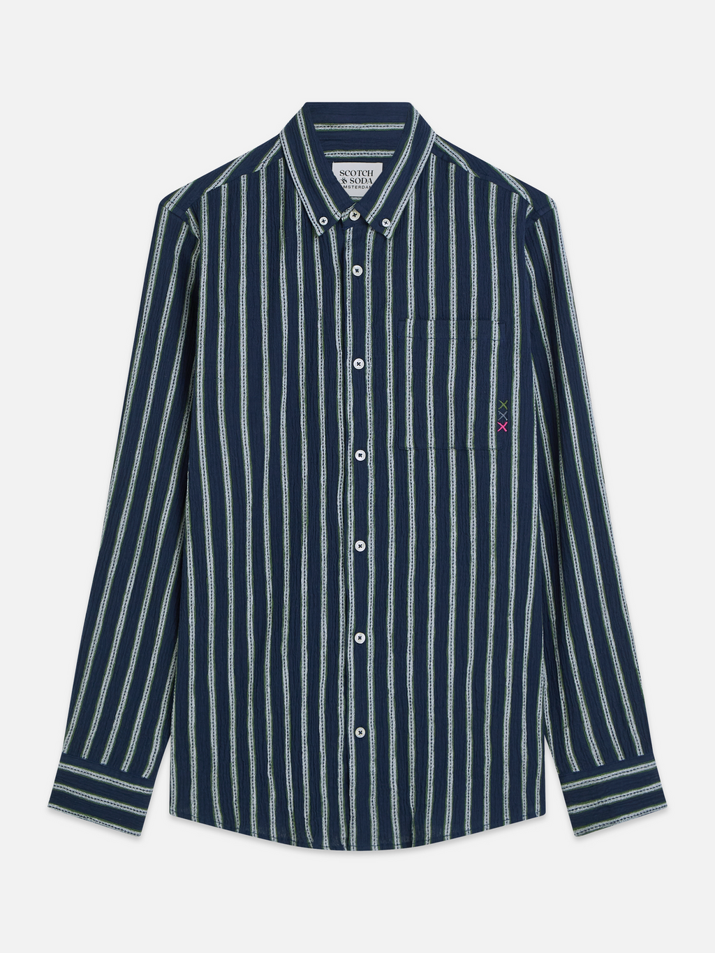 Chemise Rayée Texturée Coupe Droite