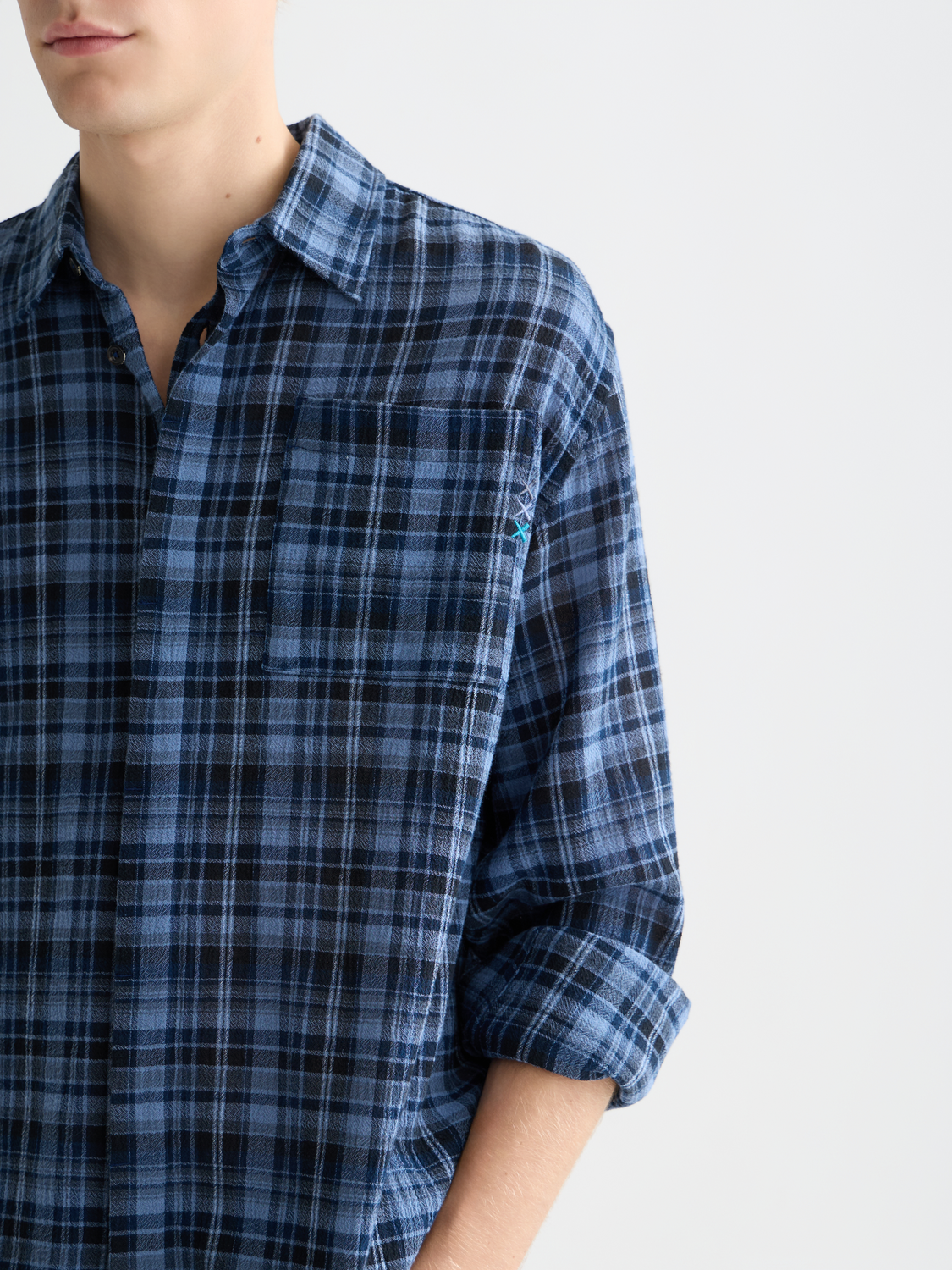 Chemise décontractée à carreaux en flanelle légère