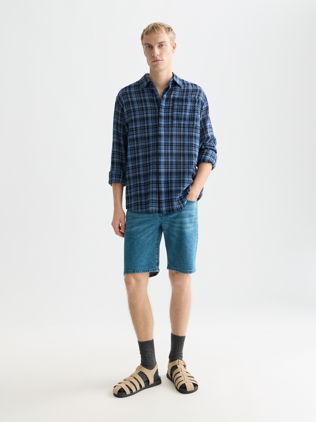 Chemise décontractée à carreaux en flanelle légère
