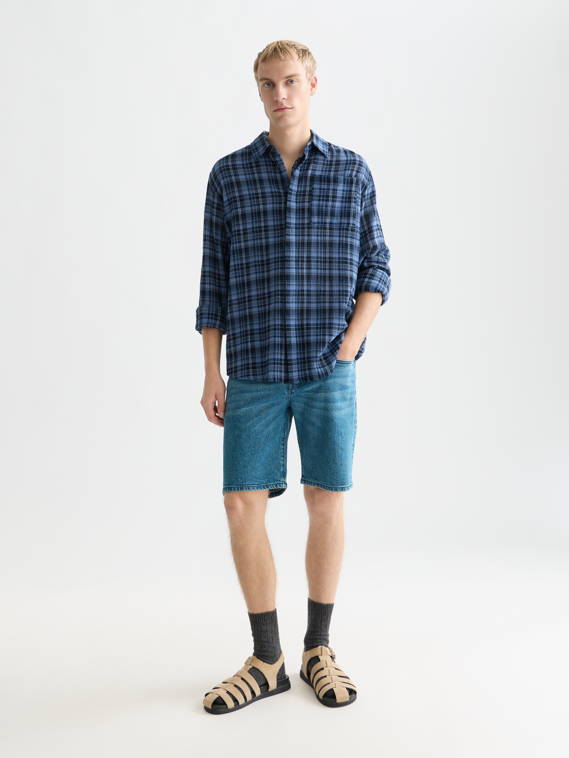 Chemise décontractée à carreaux en flanelle légère