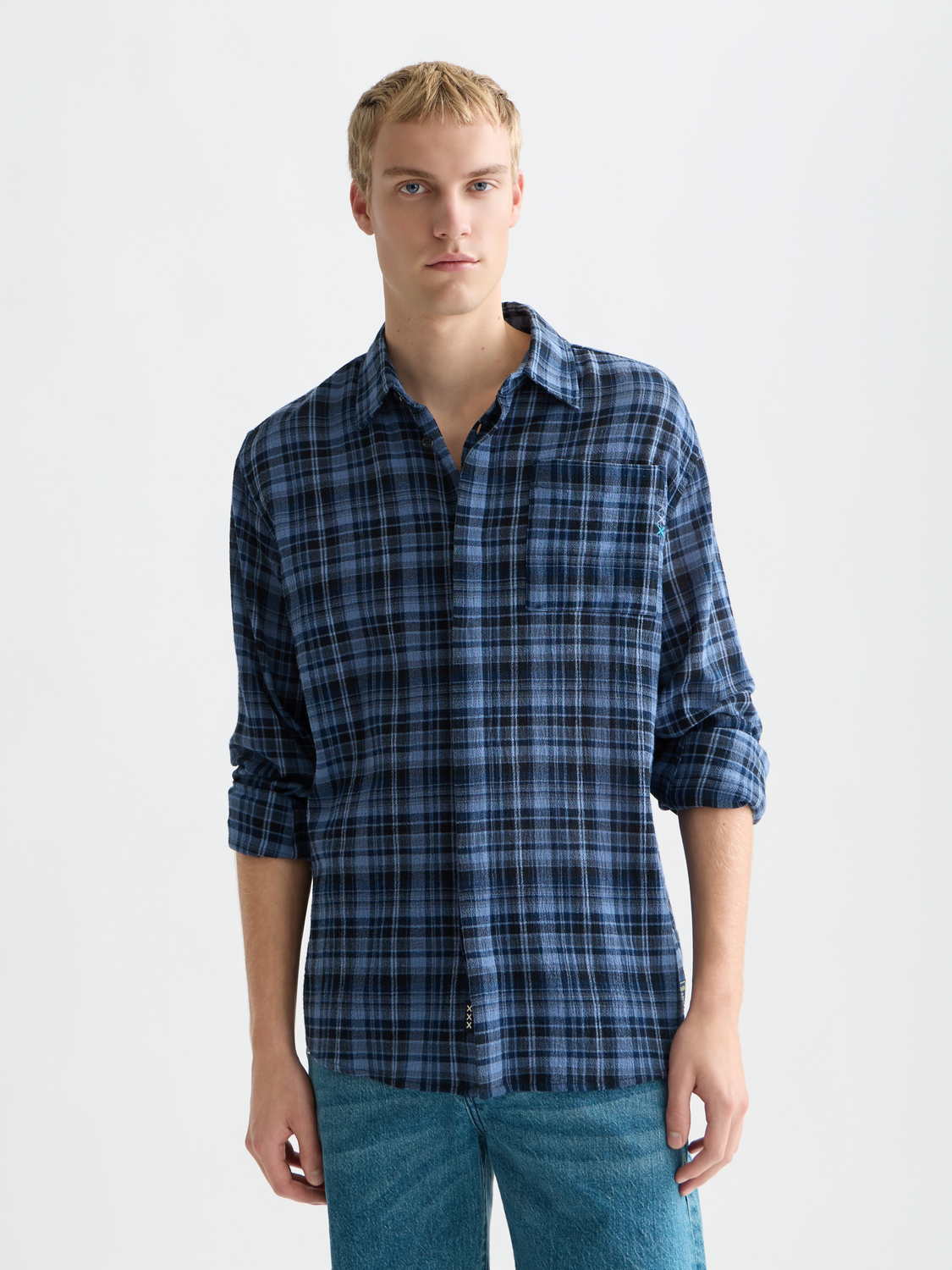 Chemise décontractée à carreaux en flanelle légère