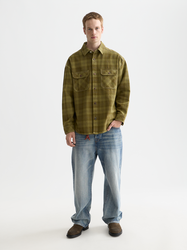 Washed Denim Checked Overshirt