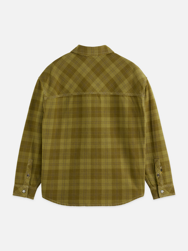 Washed Denim Checked Overshirt
