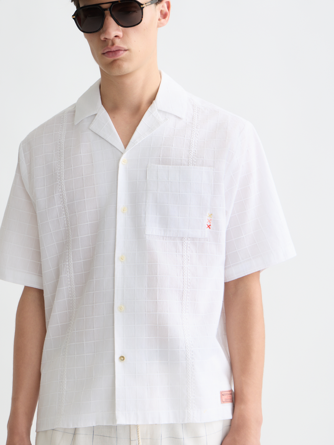 Embroidered Structured Relaxed-Fit Short-Sleeve Shirt