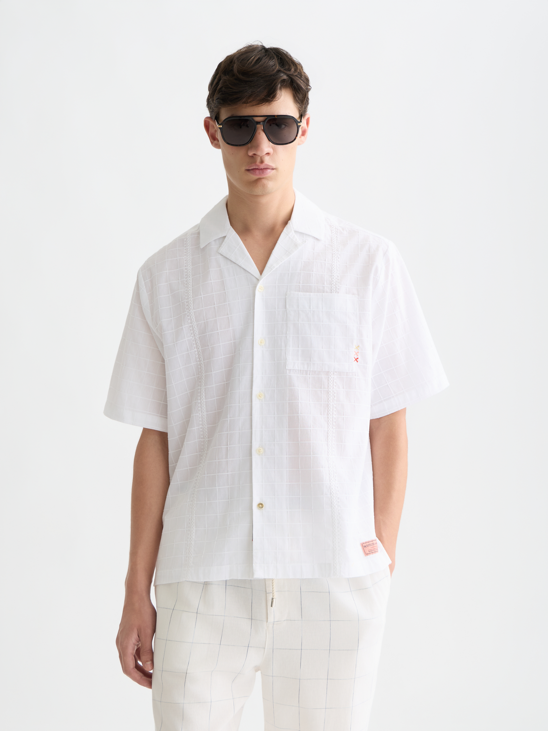 Embroidered Structured Relaxed-Fit Short-Sleeve Shirt