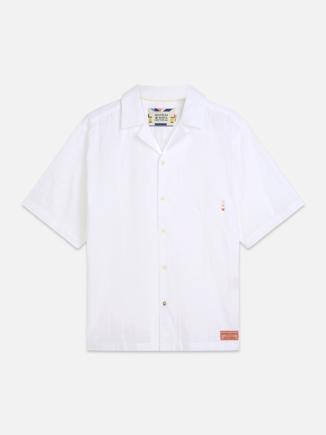 Embroidered Structured Relaxed-Fit Short-Sleeve Shirt