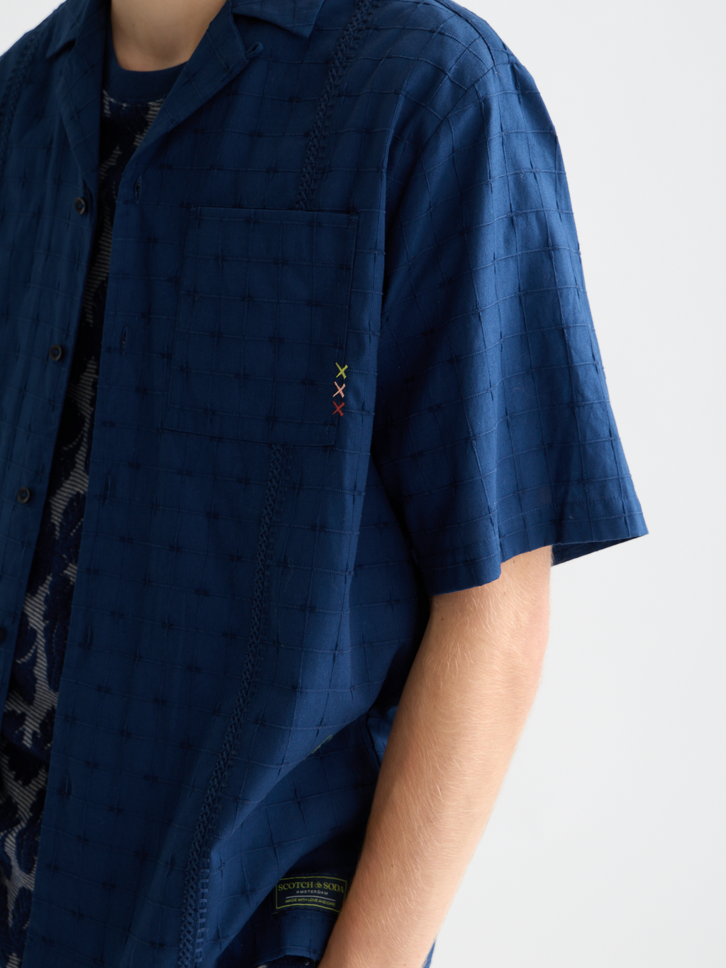 Embroidered Structured Relaxed-Fit Short-Sleeve Shirt