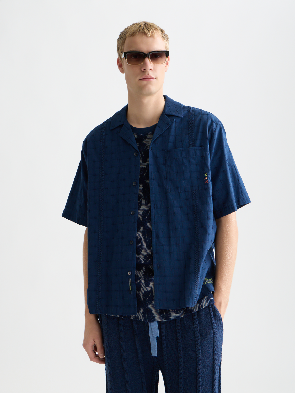 Embroidered Structured Relaxed-Fit Short-Sleeve Shirt