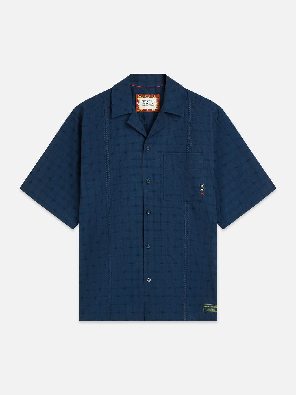 Embroidered Structured Relaxed-Fit Short-Sleeve Shirt