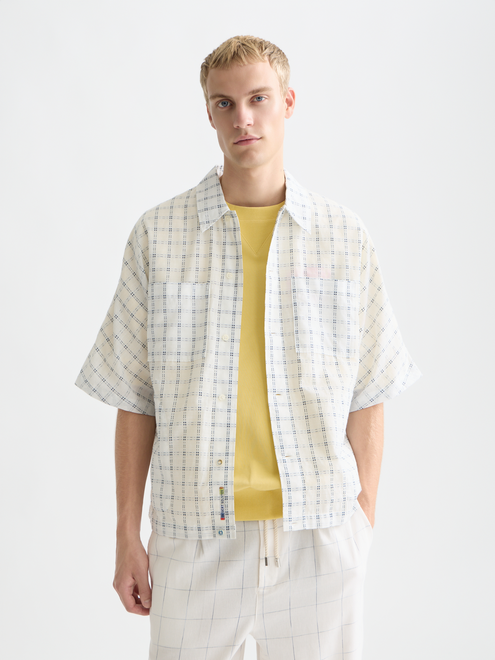 Chemise ample à manches courtes à carreaux