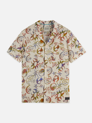 Chemise imprimée à manches courtes en viscose