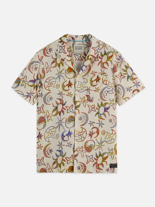 Chemise imprimée à manches courtes en viscose