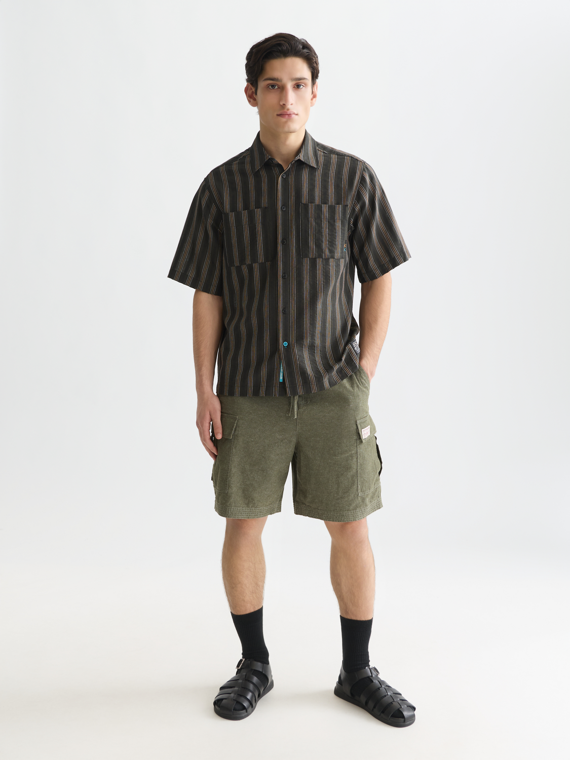 Structured Stripe Relaxedfit Shortsleeved Shirt