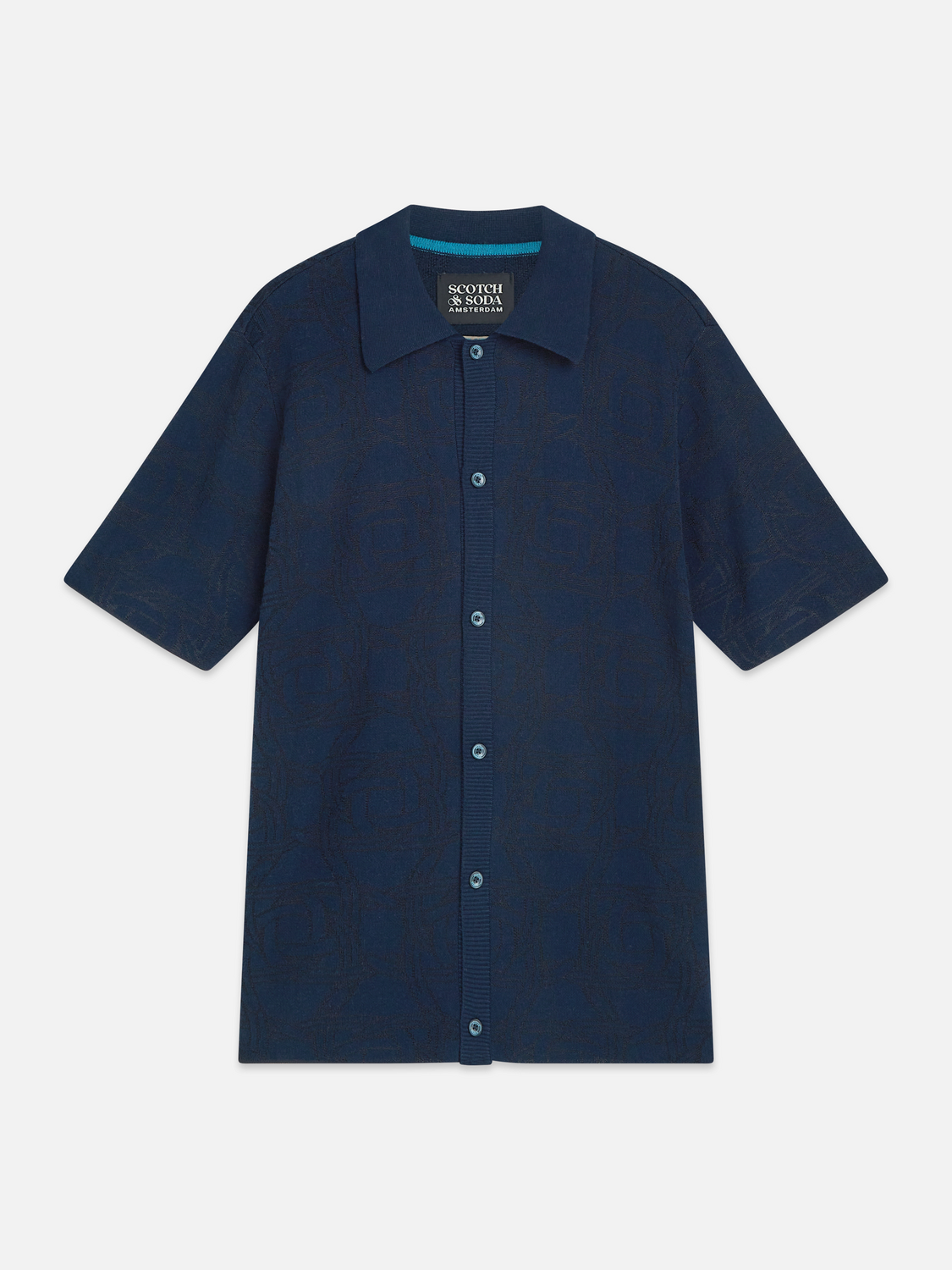 Tone-on-Tone Knitted Short Sleeve Shirt