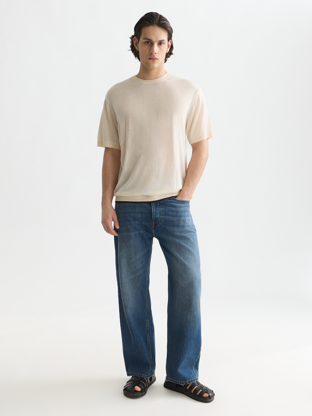 Strick-T-Shirt in lässiger Passform