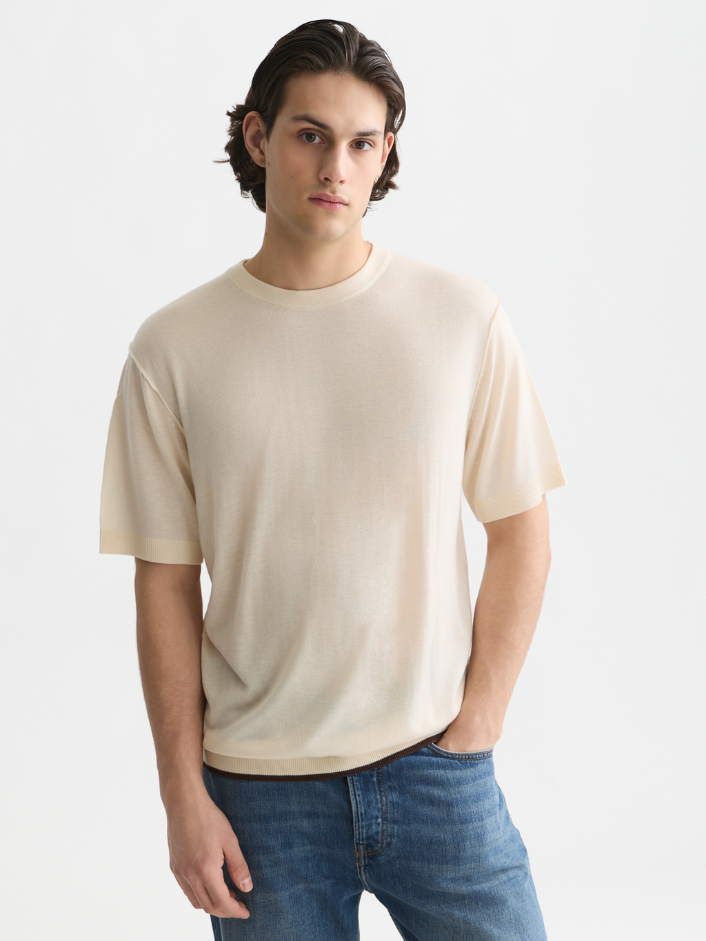 Strick-T-Shirt in lässiger Passform