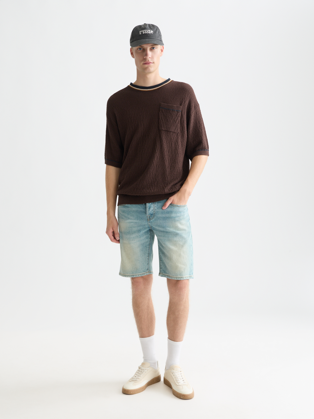 T-shirt décontracté en maille de coton et lin
