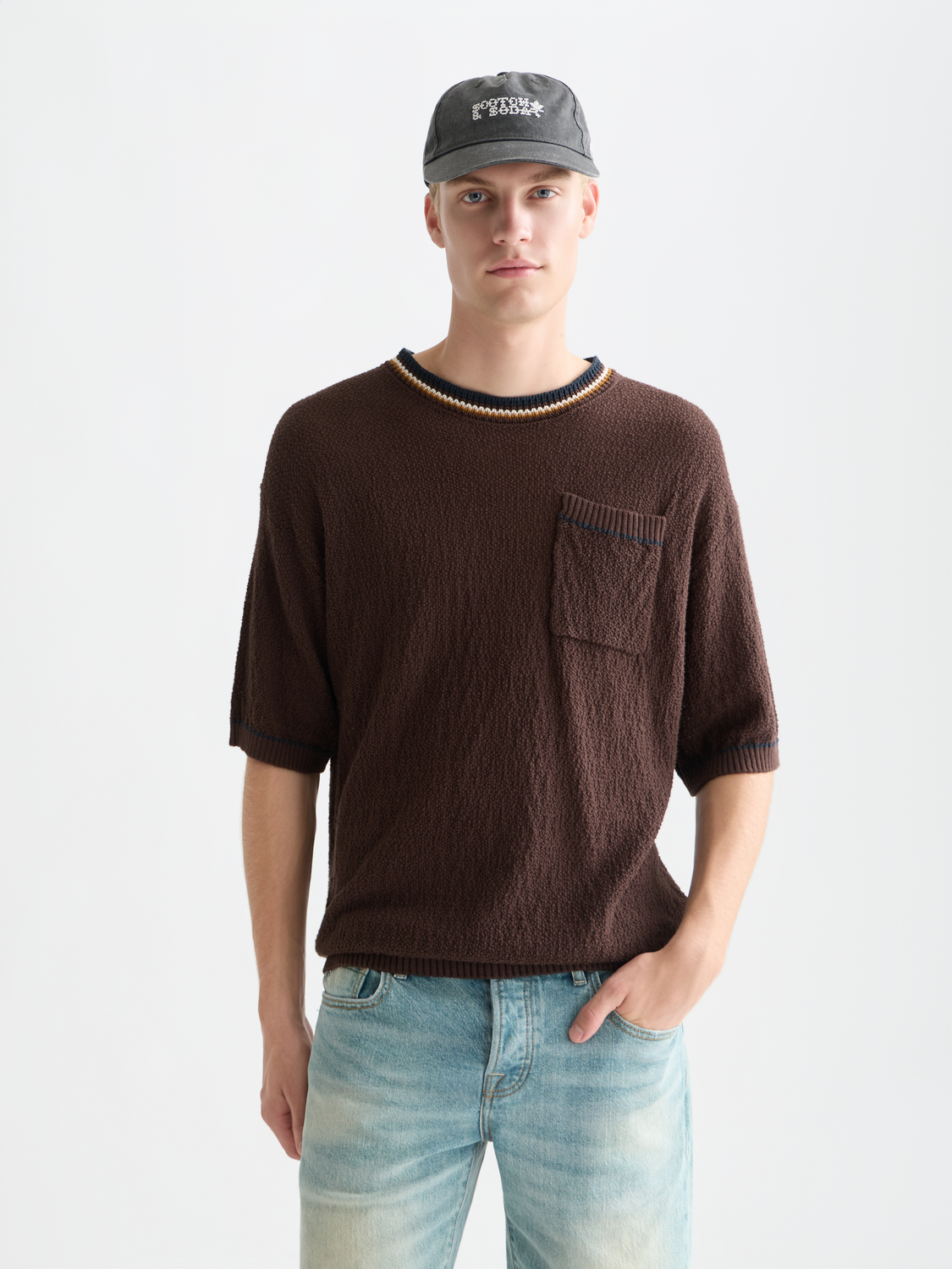 Knitted Cotton Linenblend Relaxedfit Tshirt