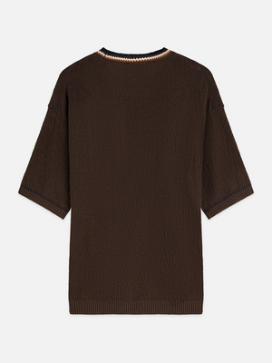 Strick-T-Shirt aus Baumwoll-Leinen-Mix in entspannter Passform