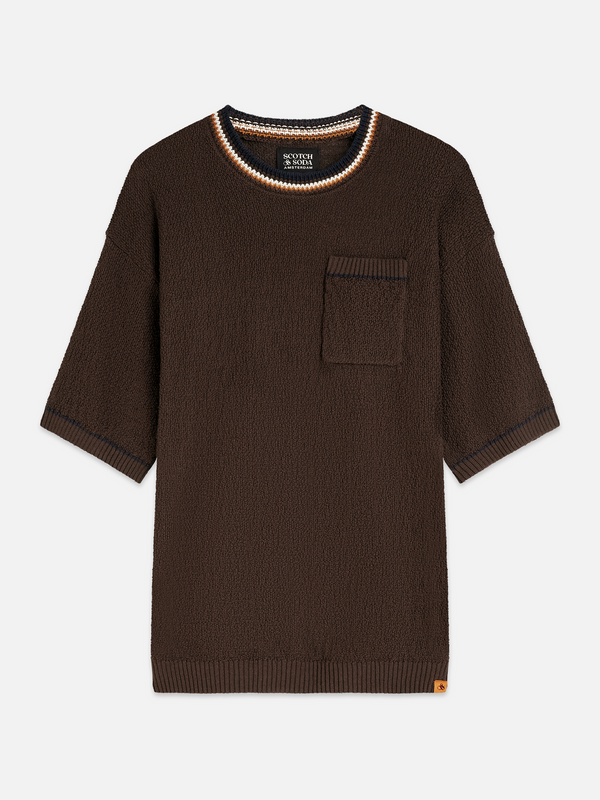 Strick-T-Shirt aus Baumwoll-Leinen-Mix in entspannter Passform