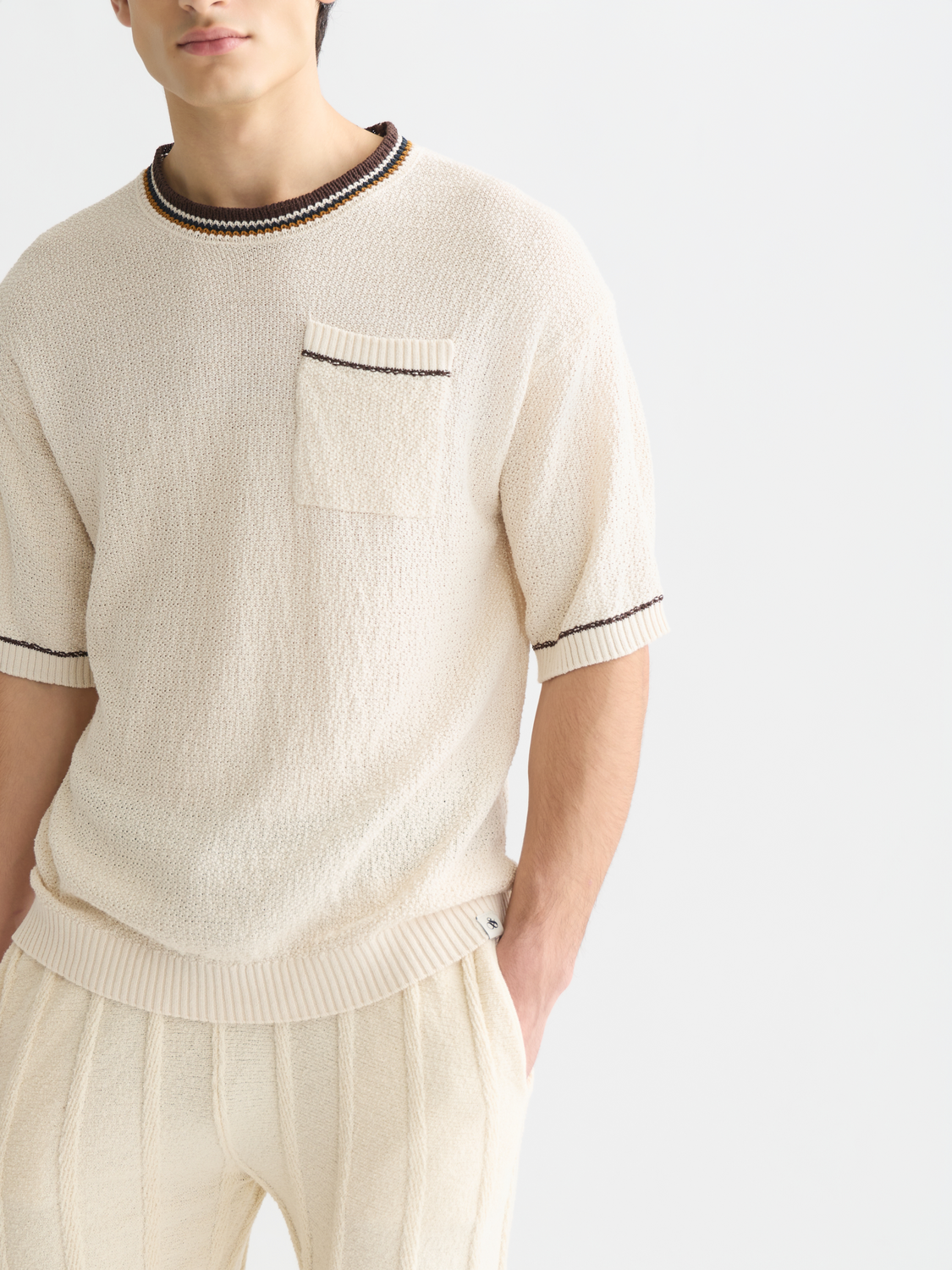 Knitted Cotton Linen-Blend Relaxed-Fit T-Shirt