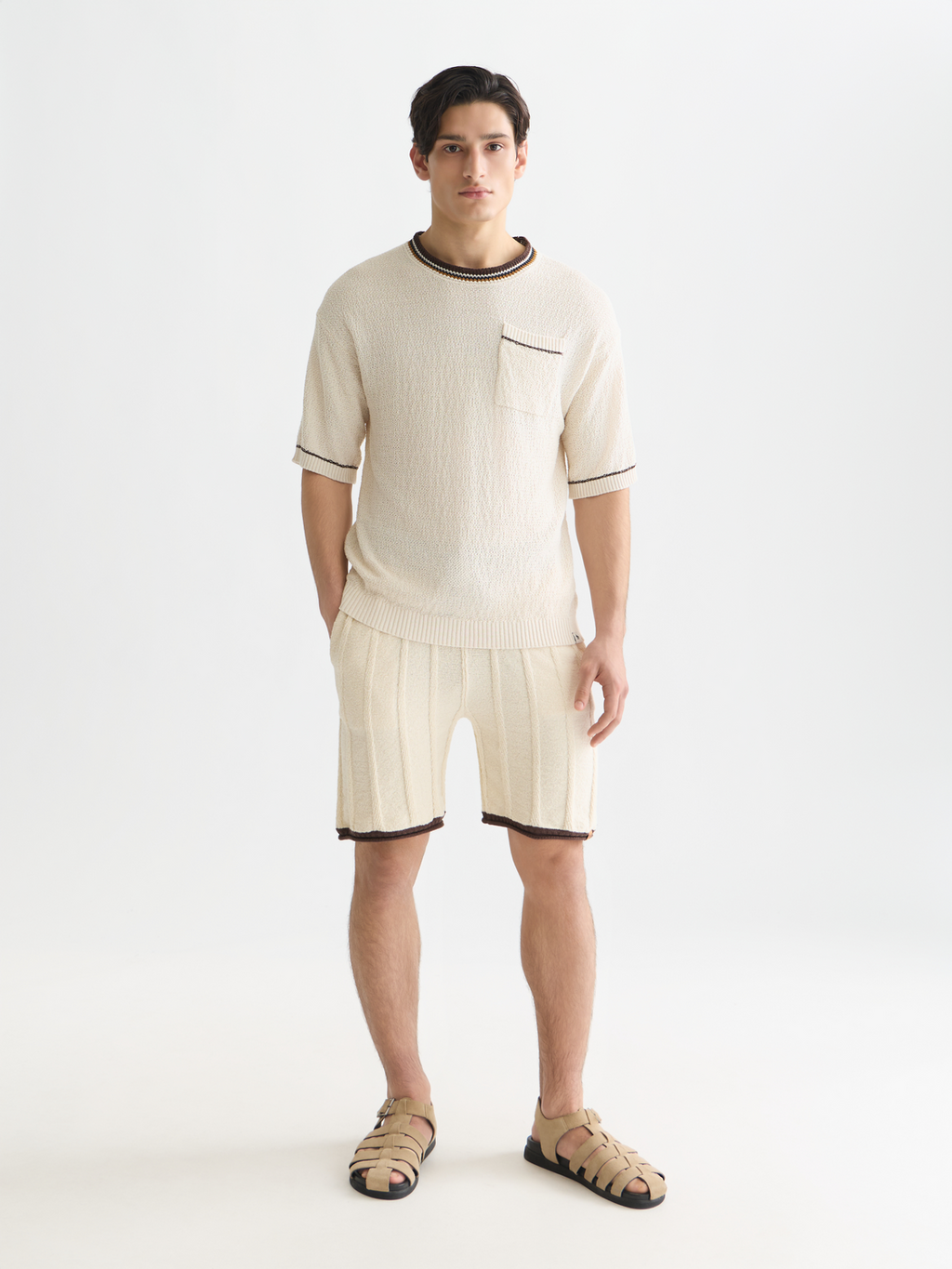 Knitted Cotton Linen-Blend Relaxed-Fit T-Shirt