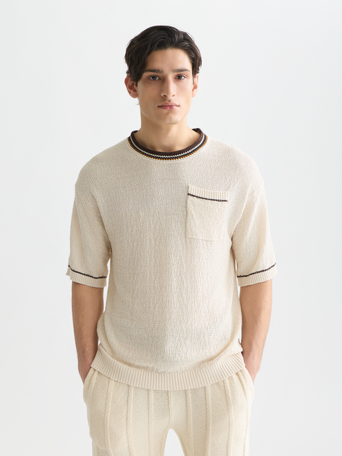 T-shirt ample en tricot de coton et lin