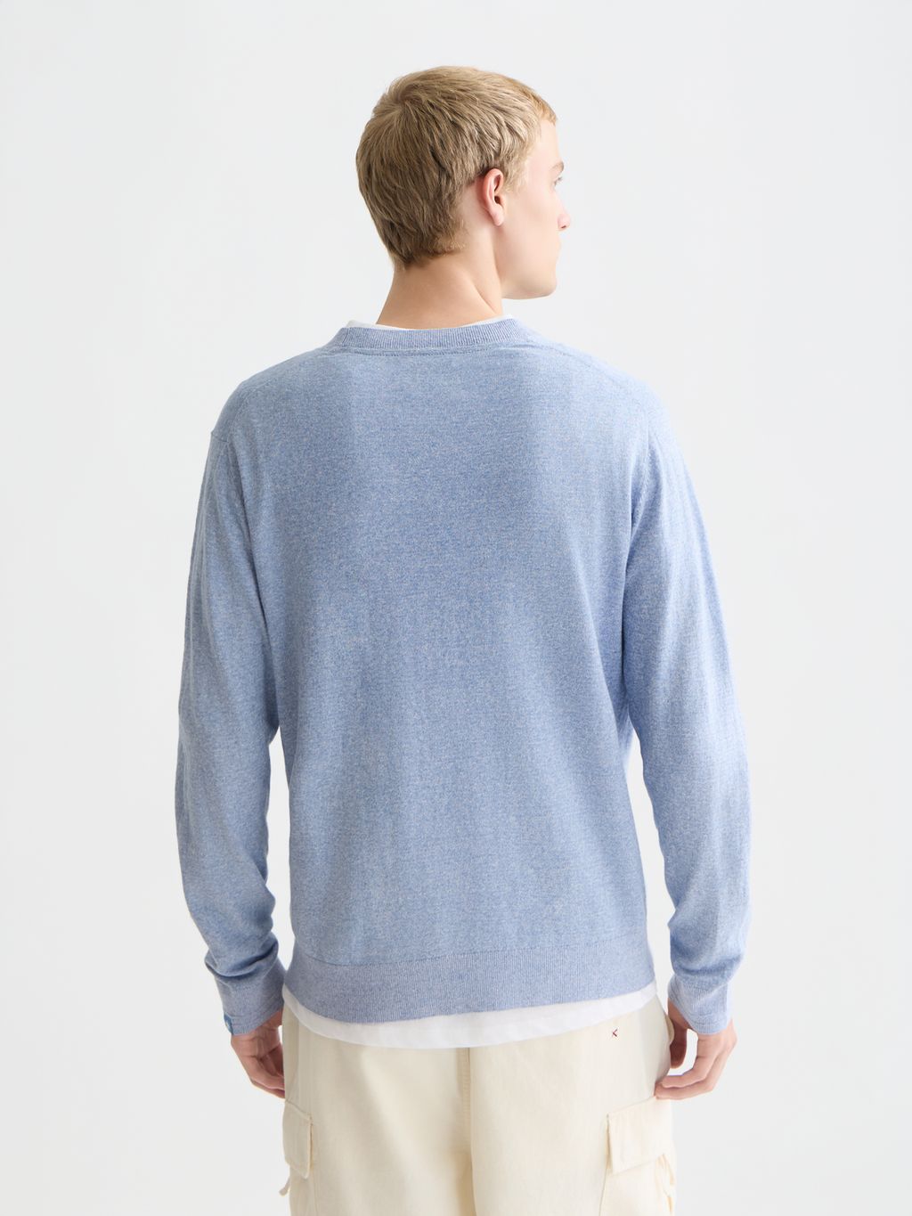 Linen-Blend Melange Regular-Fit Pullover