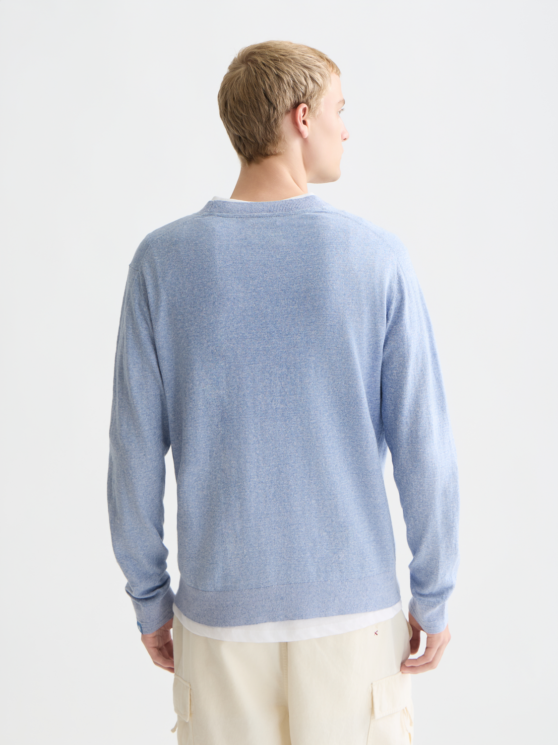 Linen-Blend Melange Regular-Fit Pullover