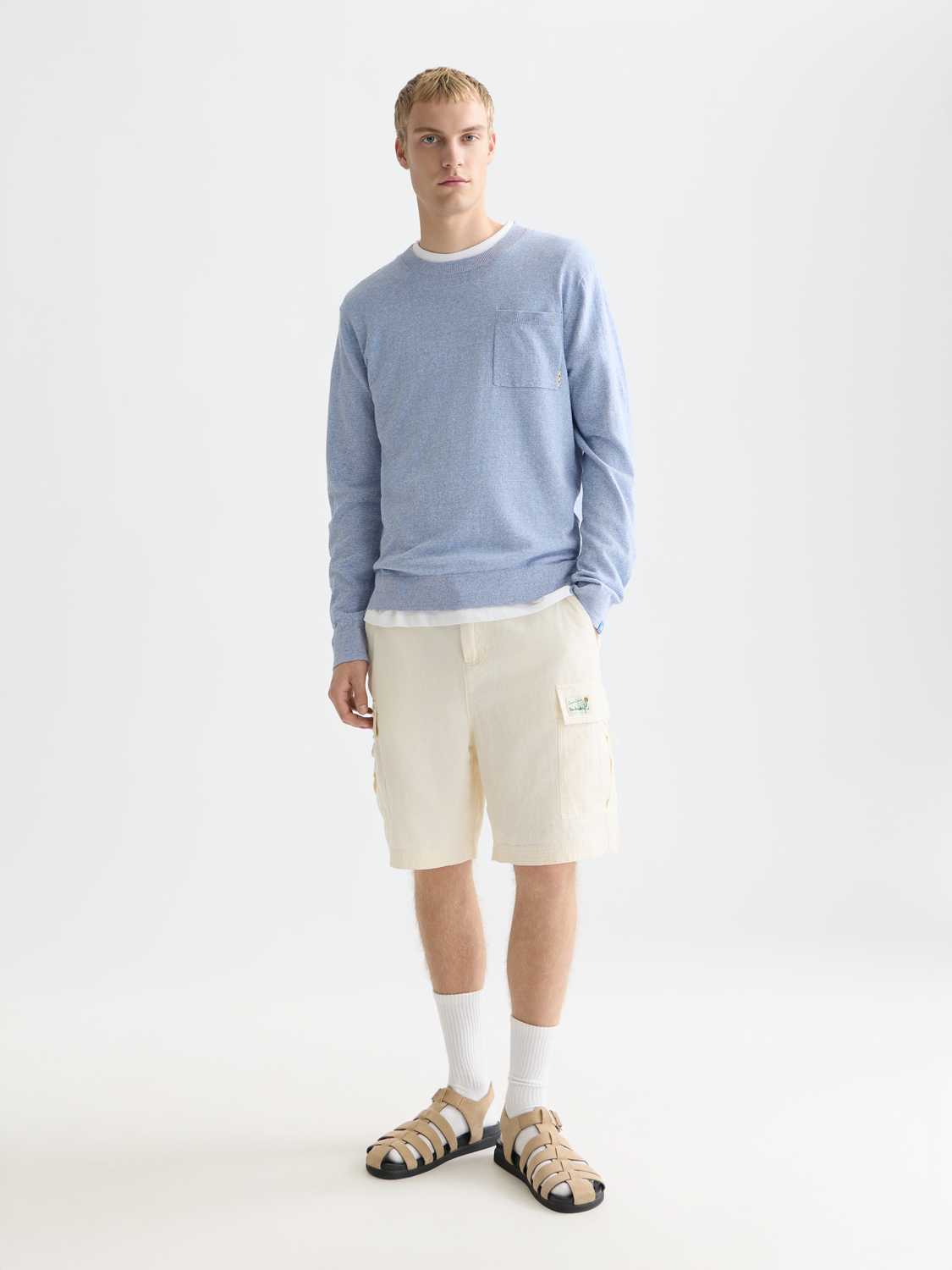 Linen-Blend Melange Regular-Fit Pullover
