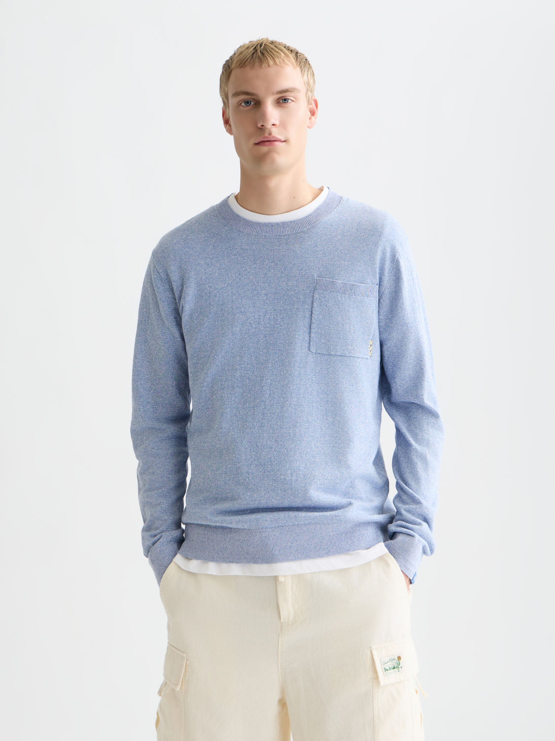 Linen-Blend Melange Regular-Fit Pullover