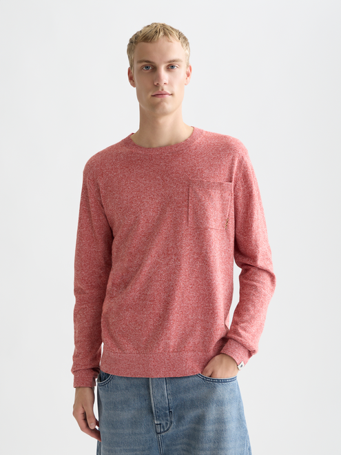Pull en maille chinée à teneur en lin coupe droite