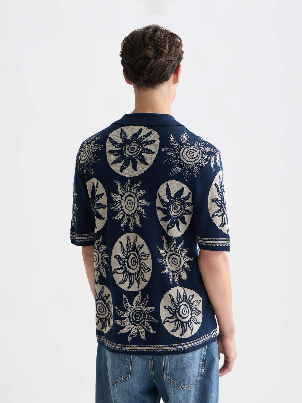 Knitted Jacquard Short Sleeve Shirt