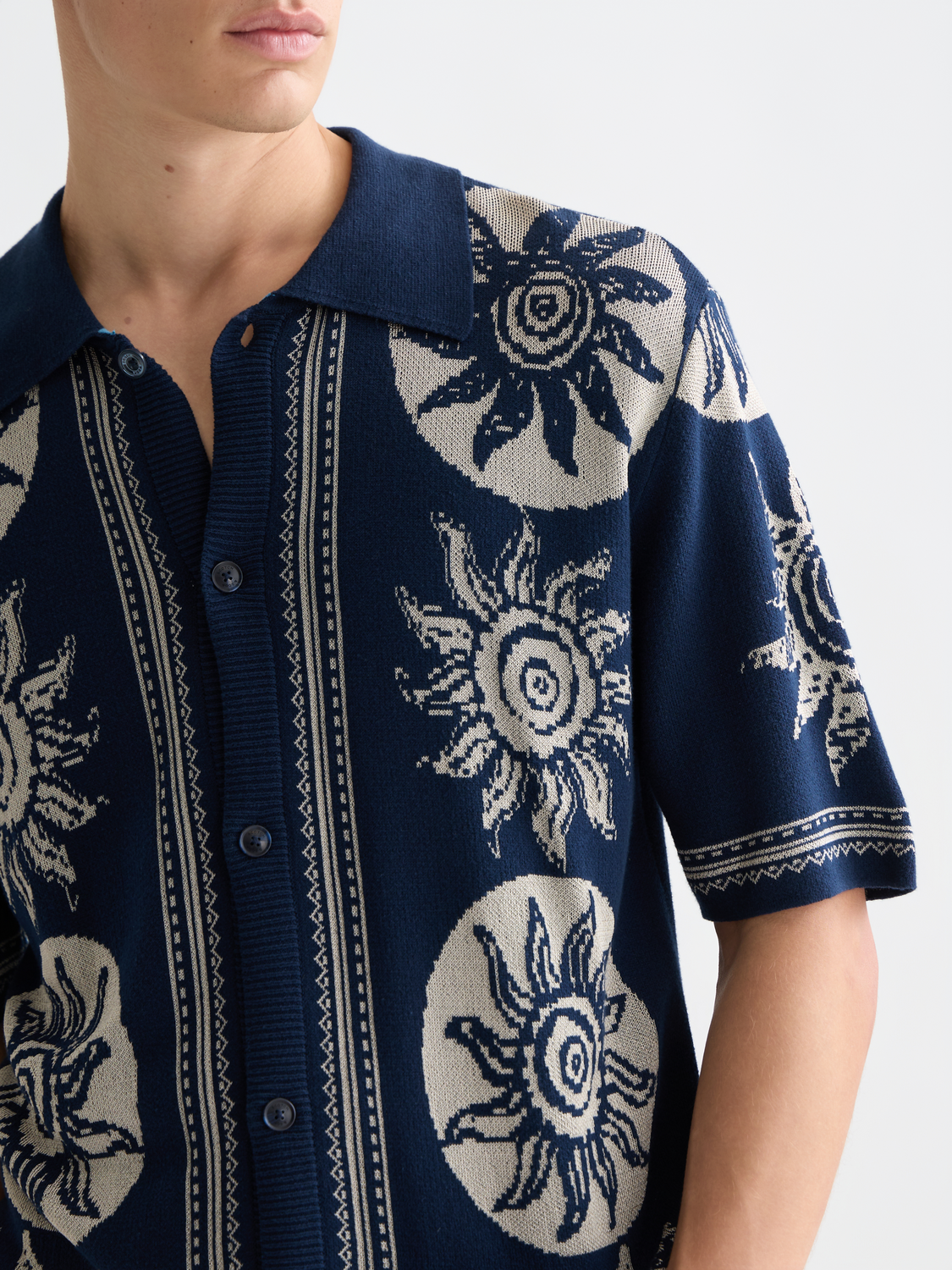 Knitted Jacquard Short Sleeve Shirt