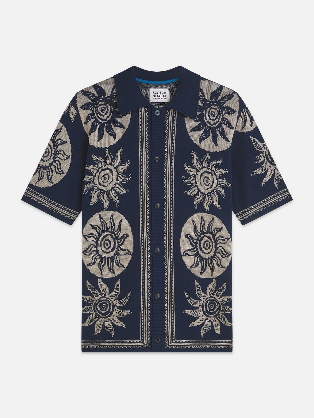 Knitted Jacquard Short Sleeve Shirt