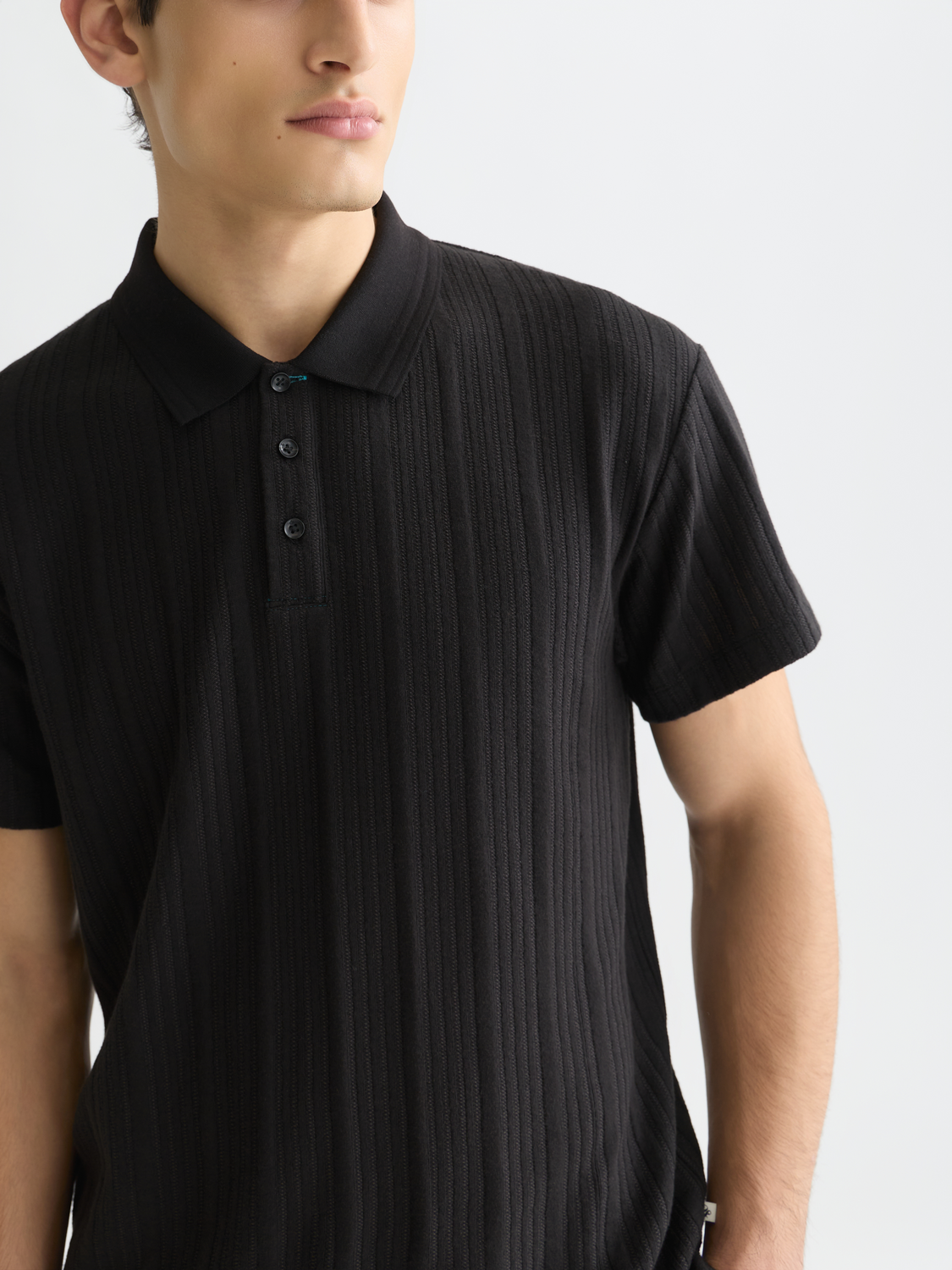 Polo décontracté à côtes texturées