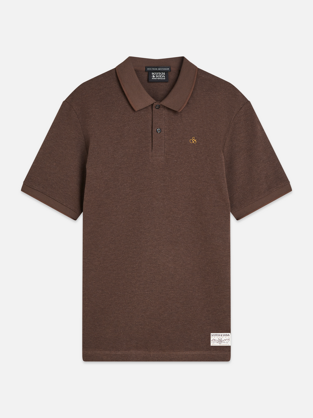 Polo à logo poitrine Melange coupe droite