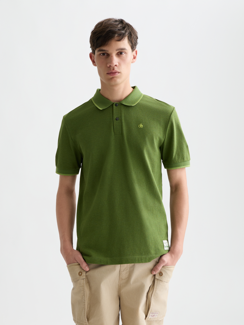Polo coupe droite logo poitrine chiné