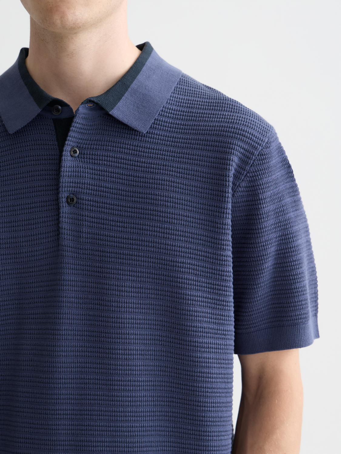 Structured Knitted Regular-Fit Polo