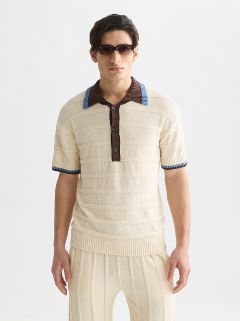 Polo ample en maille structurée
