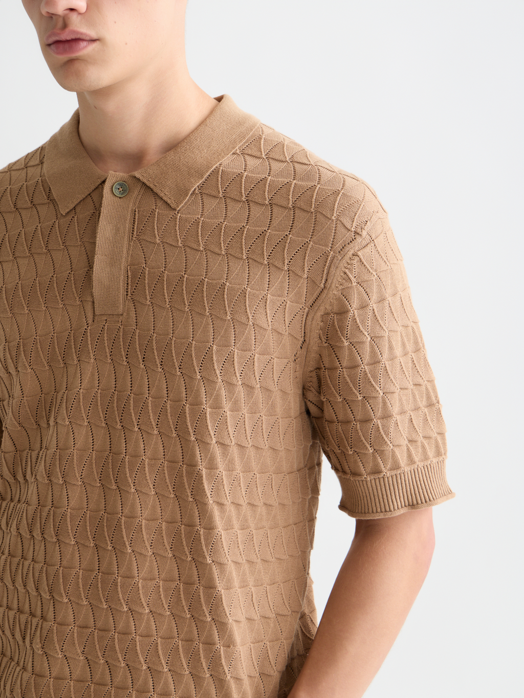 Pointelle Knitted Regular Fit Polo