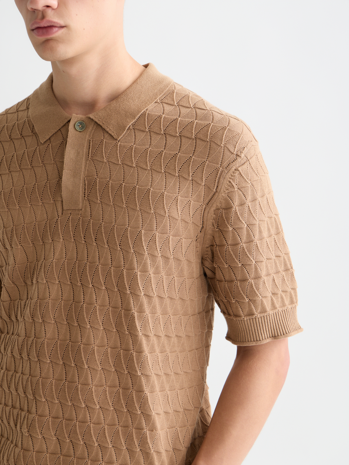Pointelle Knitted Regular Fit Polo