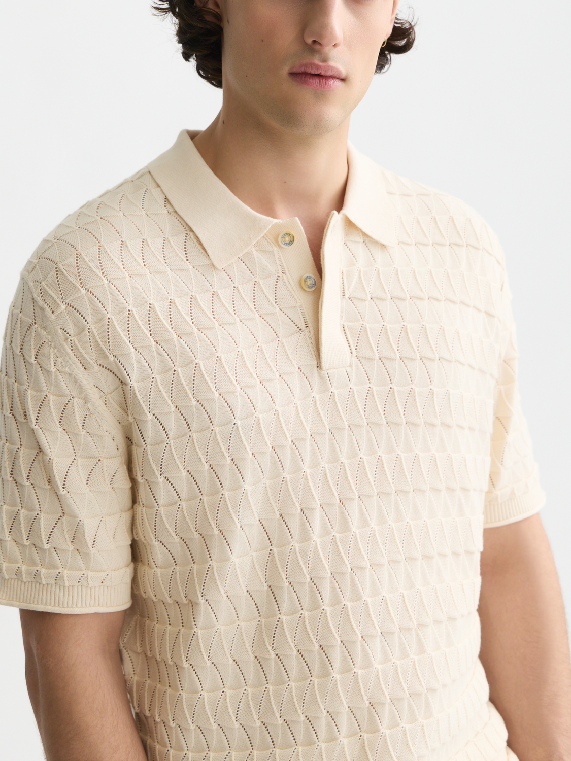 Pointelle Knitted Regular Fit Polo