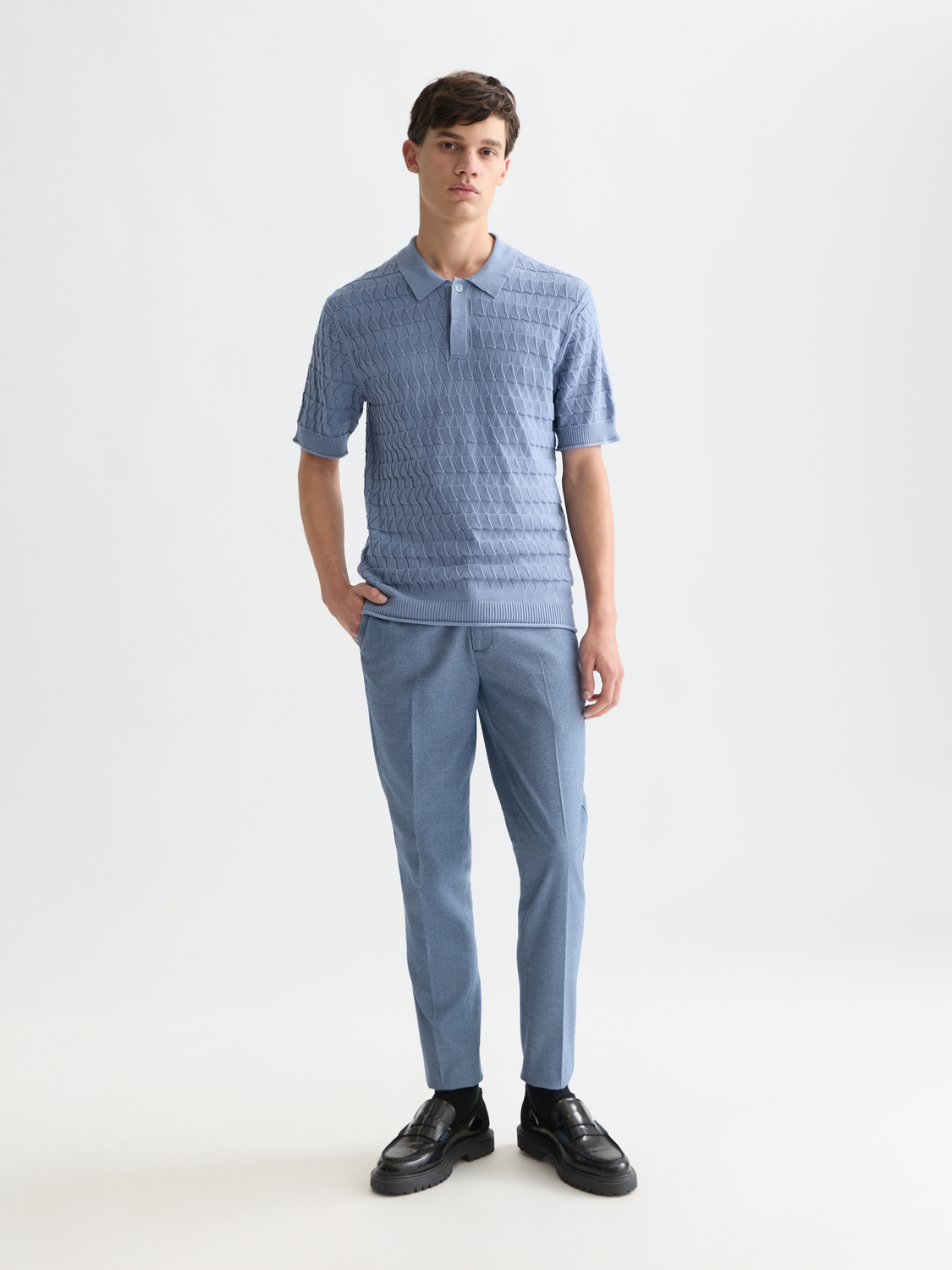 Pointelle Knitted Regular Fit Polo