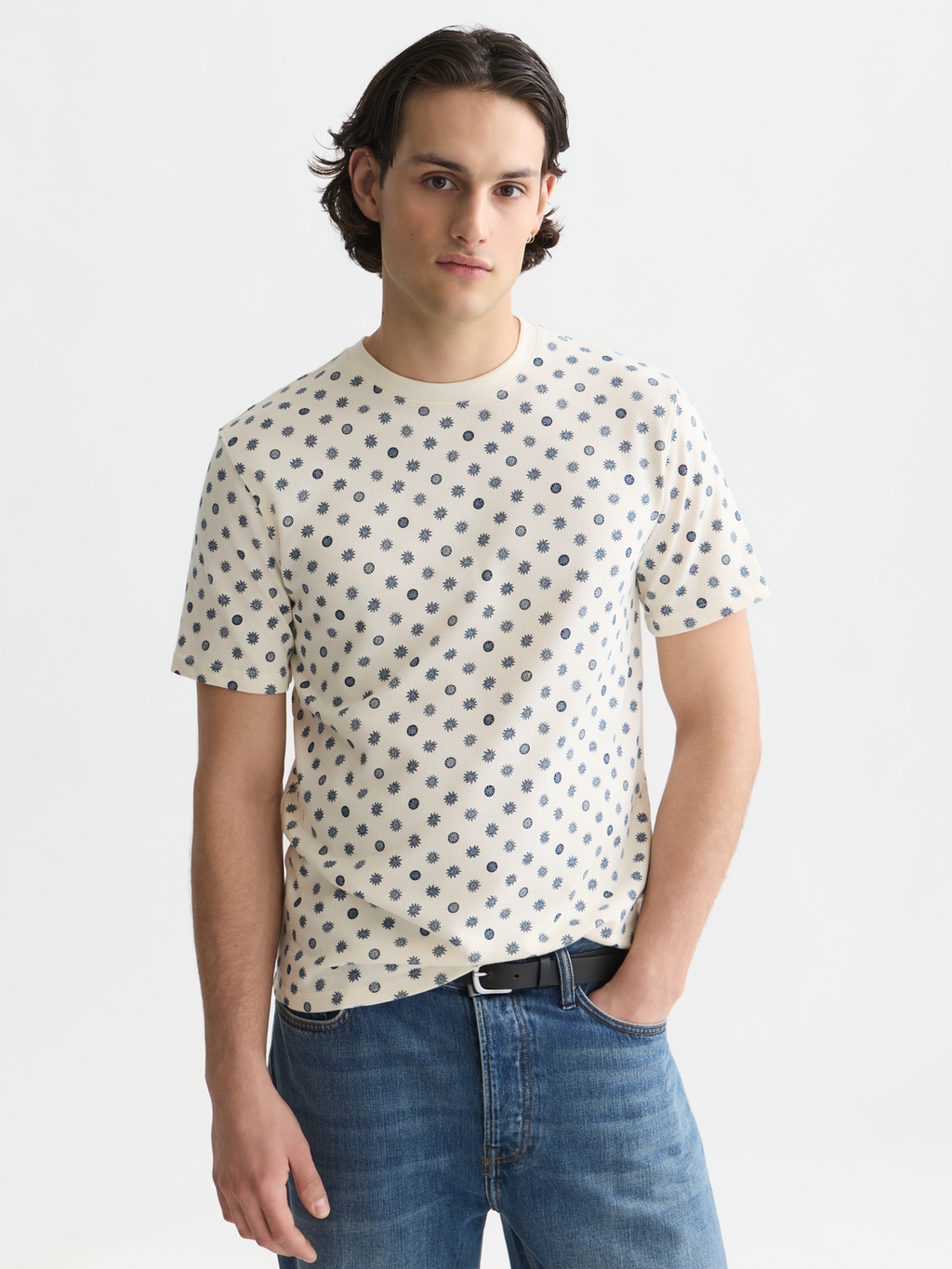 T-Shirt mit Mikroprint und regulärer Passform