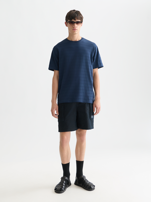 T-shirt jacquard structuré à coupe décontractée