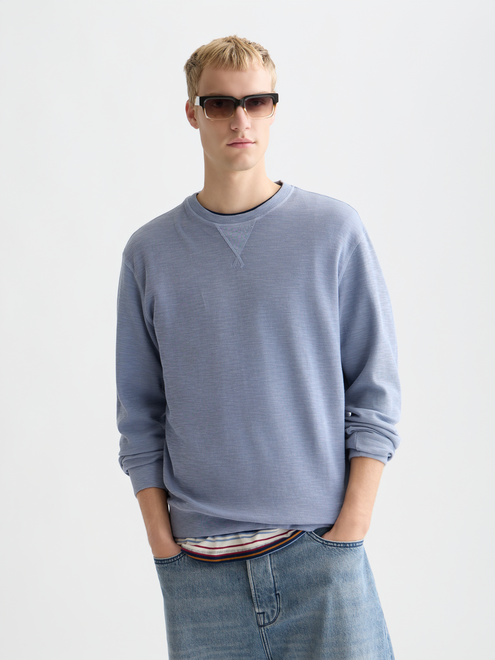 Sweat-shirt coupe droite teint en pièce