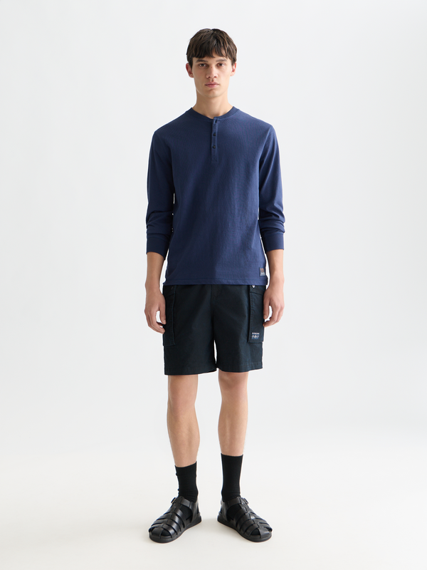 Henley Slub Yarn Regularfit Longsleeved Tshirt