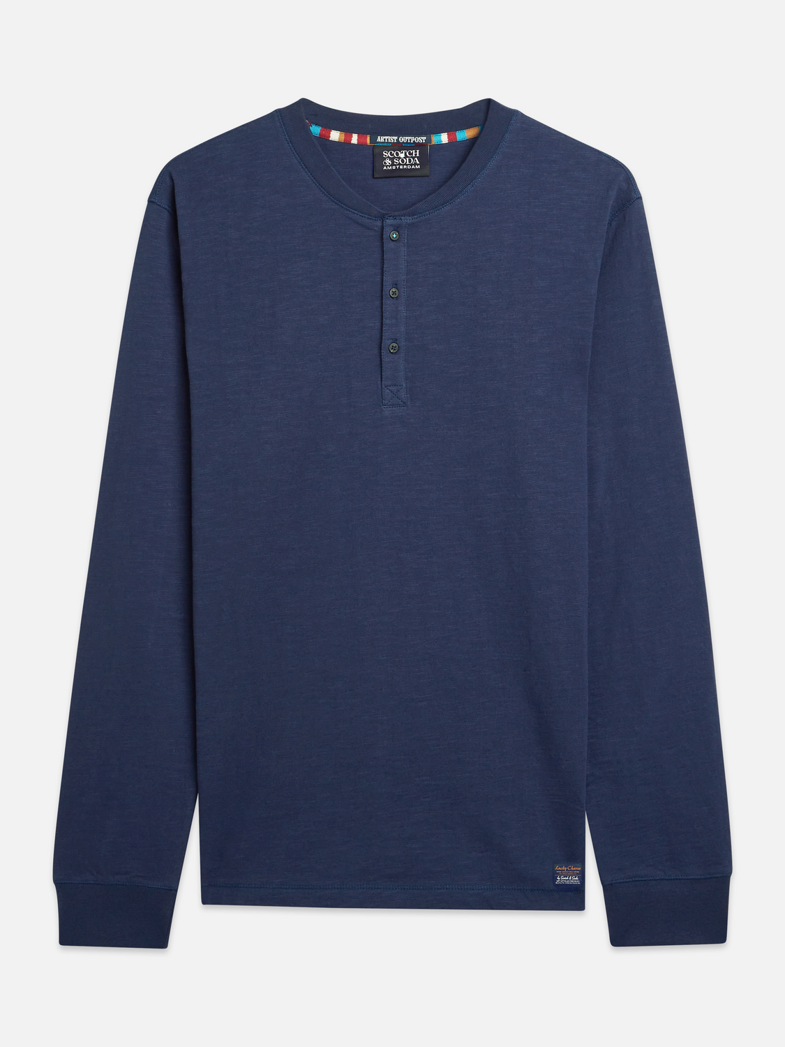 Henley Langarm-T-Shirt aus Slub-Garn in regulärer Passform