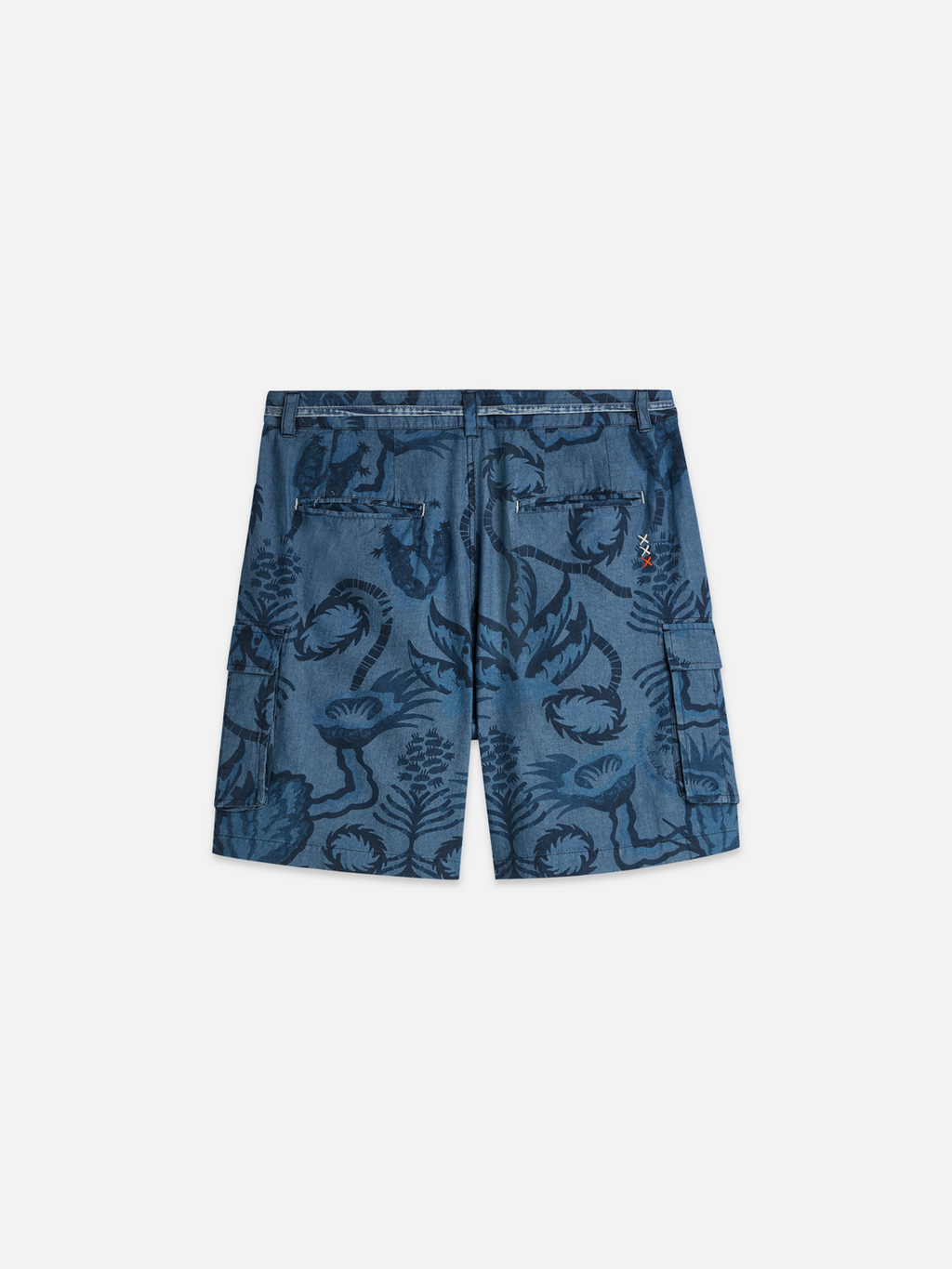 Allover Printed Chambray Cargo Shorts